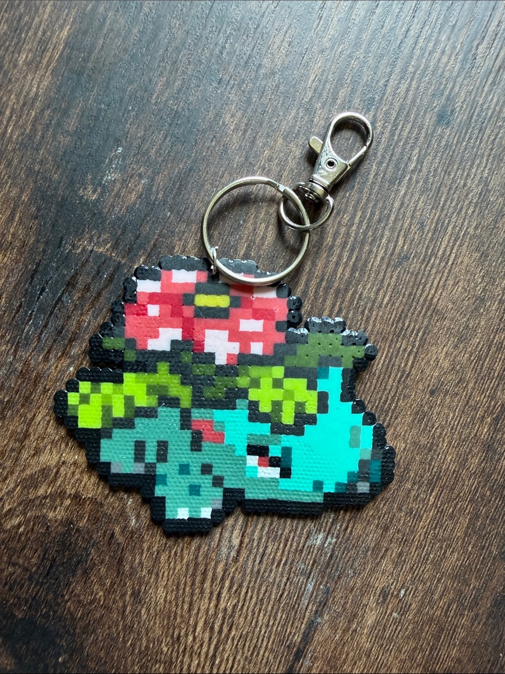 Handmade Teal & Green Venasaur Pixel Pokemon Keychain